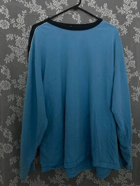 Men's Knit Pullover Sweater Crew Neck Long Sleeve Colorblock Blue/Black L
